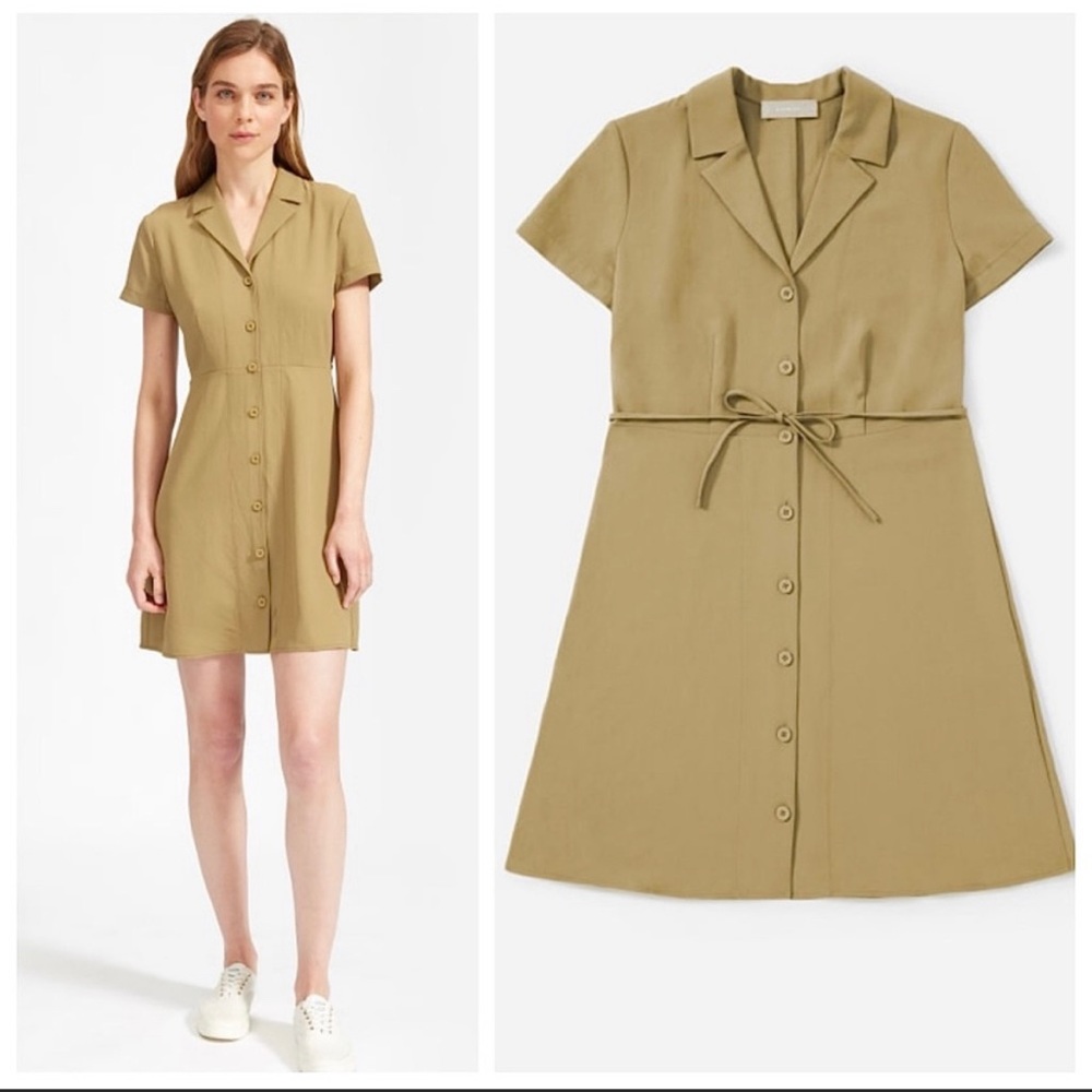Green Everlane Collared Midi Dress